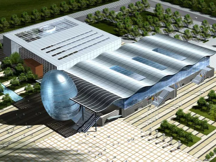 Long-span prefabricated steel exhibition hall
